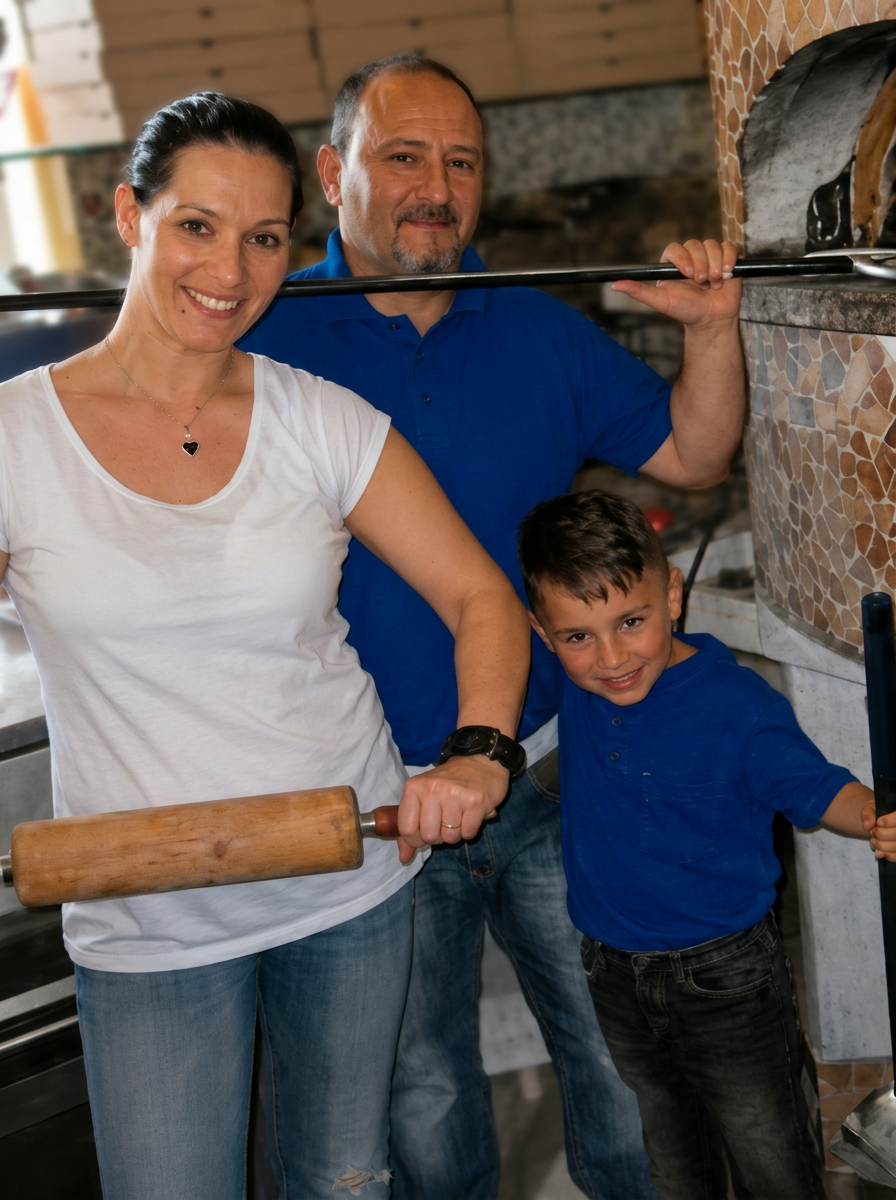 Familie Corrado in der Pizzeria — 2016